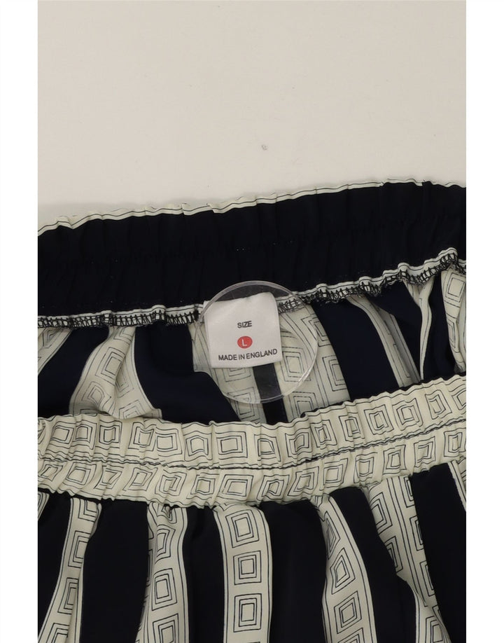 VINTAGE Womens A-Line Skirt Large W34  Navy Blue Striped Polyester Vintage Vintage and Second-Hand Vintage from Messina Hembry 