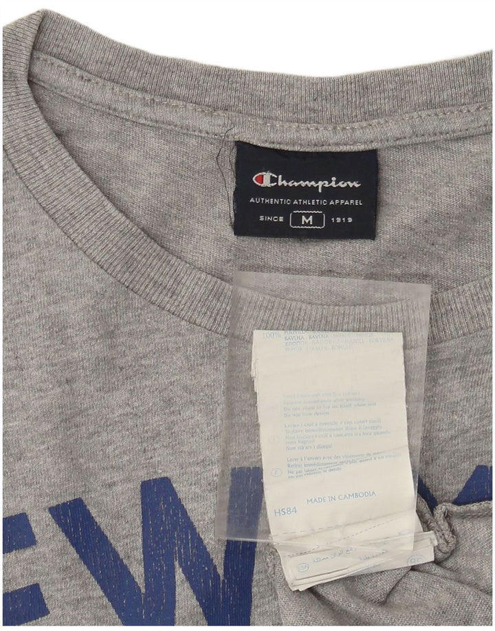 Champion Mens Graphic Top Long Sleeve Medium Grey Flecked Cotton