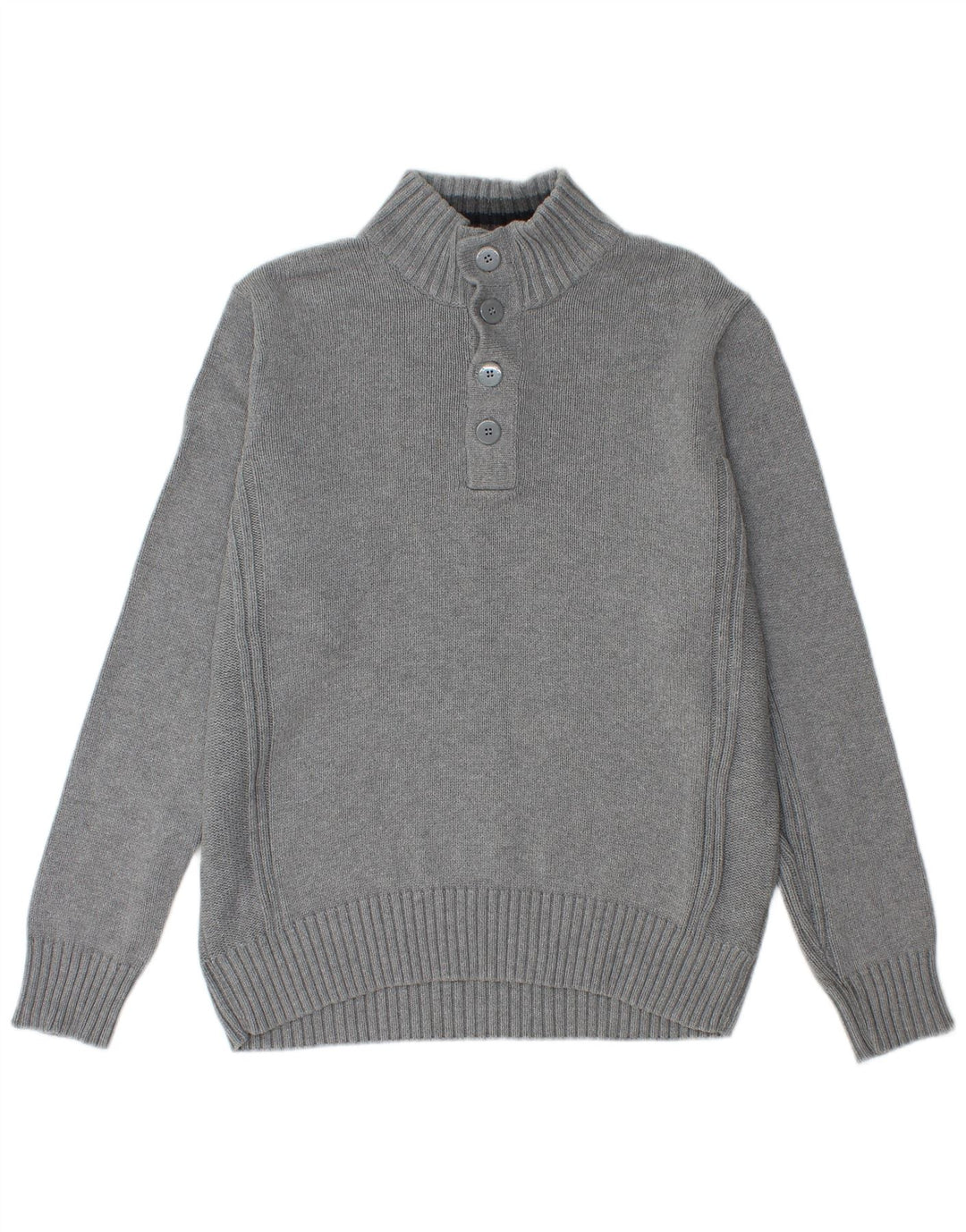 Marks & Spencer Mens Blue Harbour Button Neck Jumper Sweater Medium Grey
