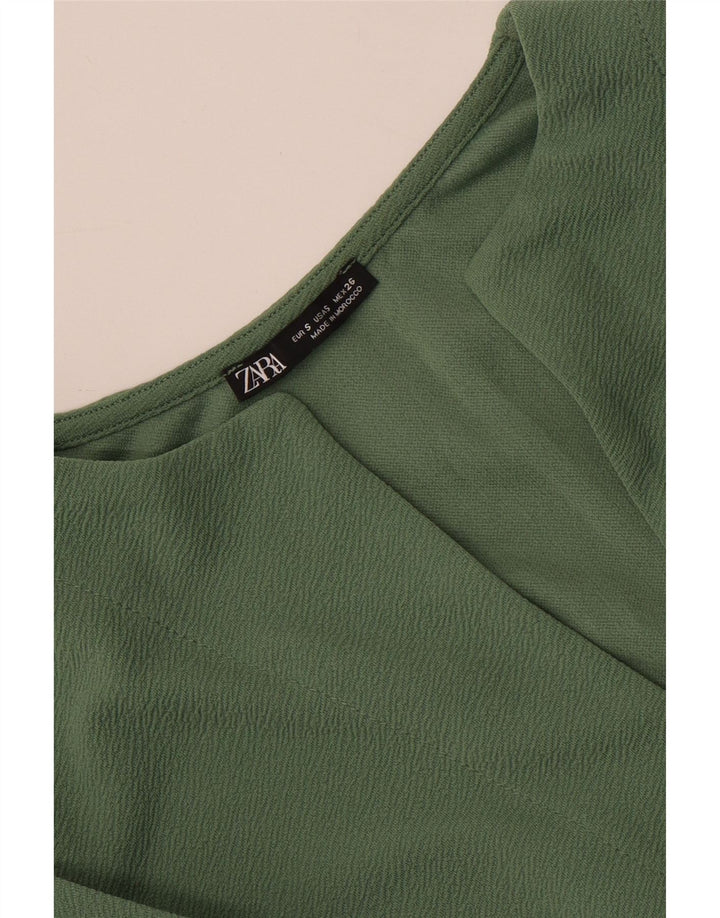Zara Womens 3/4 Sleeve Oversized Shift Dress UK 10 Small Green
