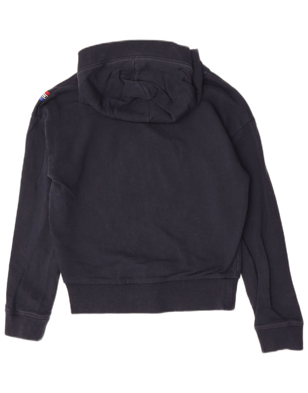 Tommy Hilfiger Pull à capuche graphique pour femme UK 10 Petit coton bleu marine