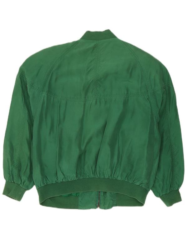 Vintage Ανδρικό Loose Fit Bomber Jacket UK 36 Small Green Silk