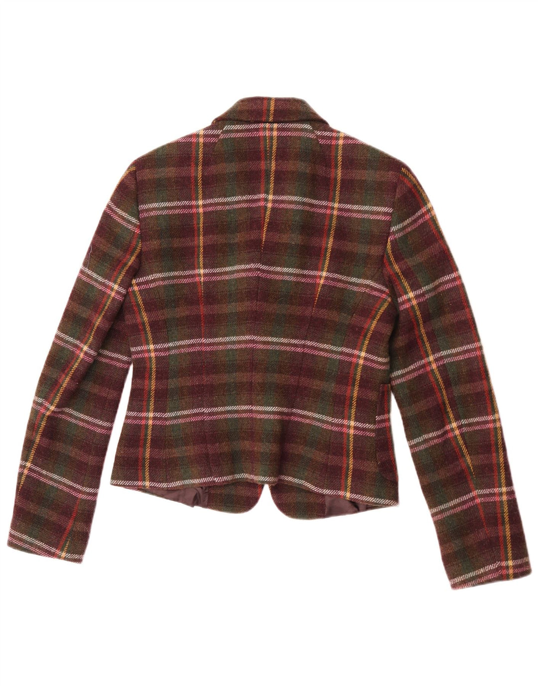 Benetton Damen-Blazer mit 1 Knopf, Größe IT 44, mittelgroß, mehrfarbig kariert