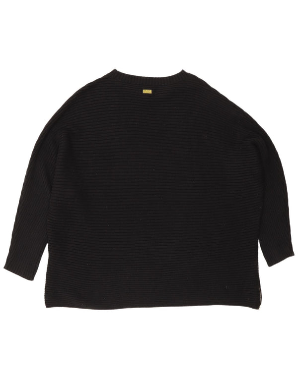 Maglione maglione oversize con scollo a barca da donna Barbour UK 10 piccolo cotone nero