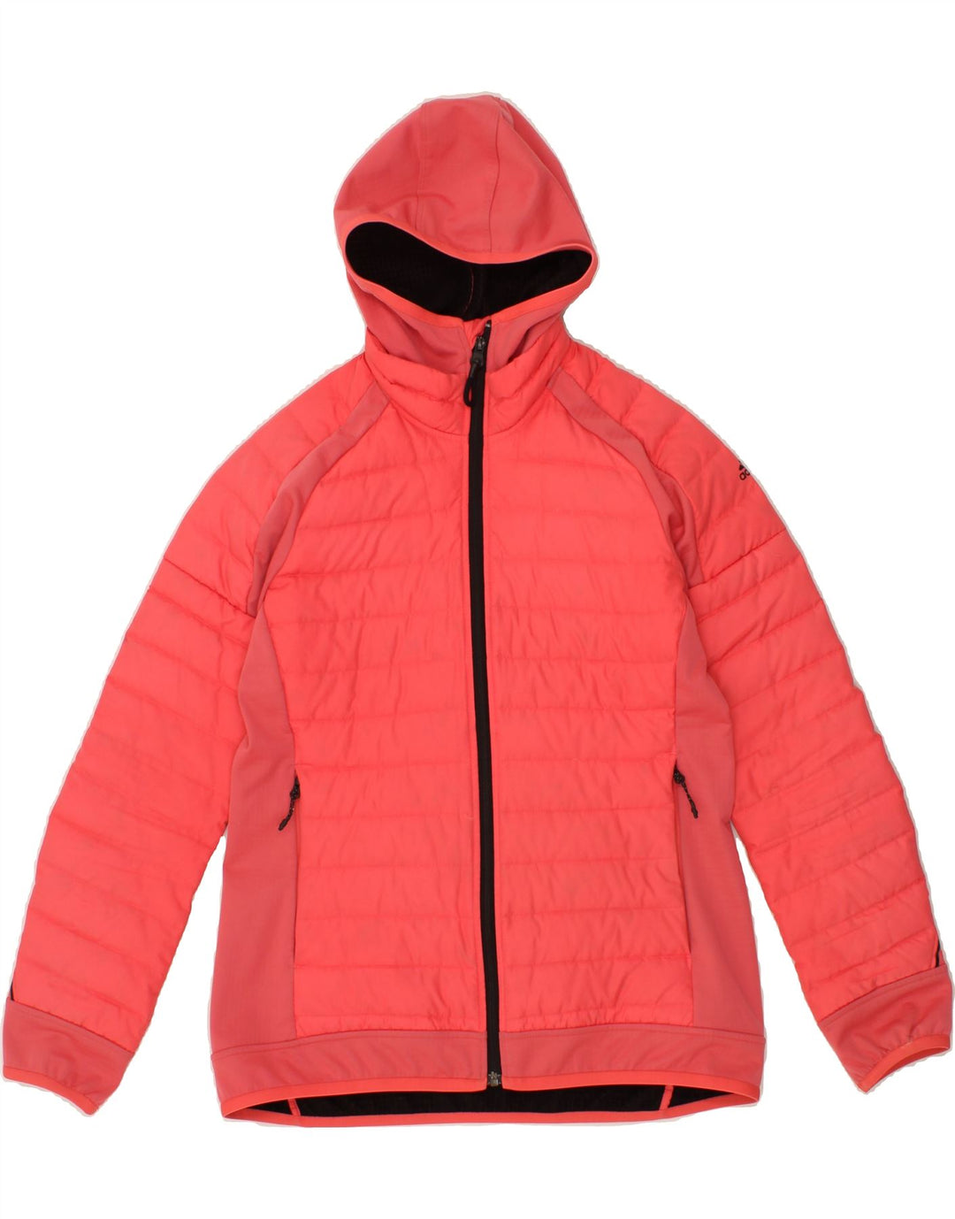 ADIDAS Womens Hooded Padded Jacket UK 14 Large Pink Polyester Vintage Adidas and Second-Hand Adidas from Messina Hembry 