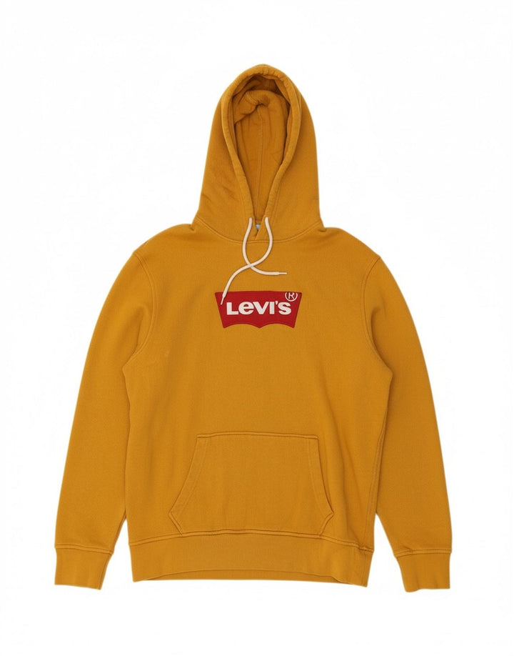 LEVI'S Mens Graphic Hoodie Jumper Medium Yellow Cotton Vintage Levi's and Second-Hand Levi's from Messina Hembry 