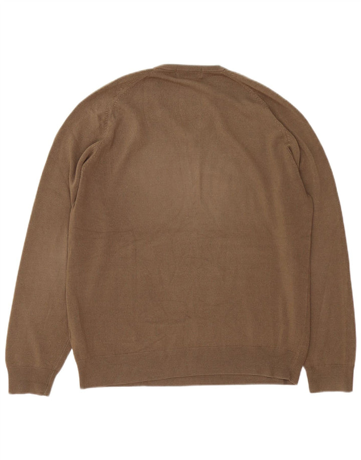 Marks & Spencer Herren Blauer Harbor-Pullover mit V-Ausschnitt Mittelbraun