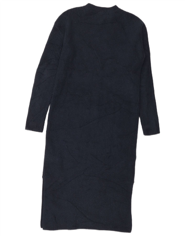 Marks & Spencer Womens Long Sleeve Jumper Dress Small Navy Blue Polyester