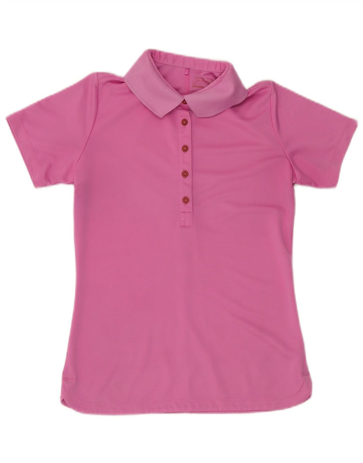 NIKE Womens Dri Fit Polo Shirt UK 12 Medium Pink Polyester