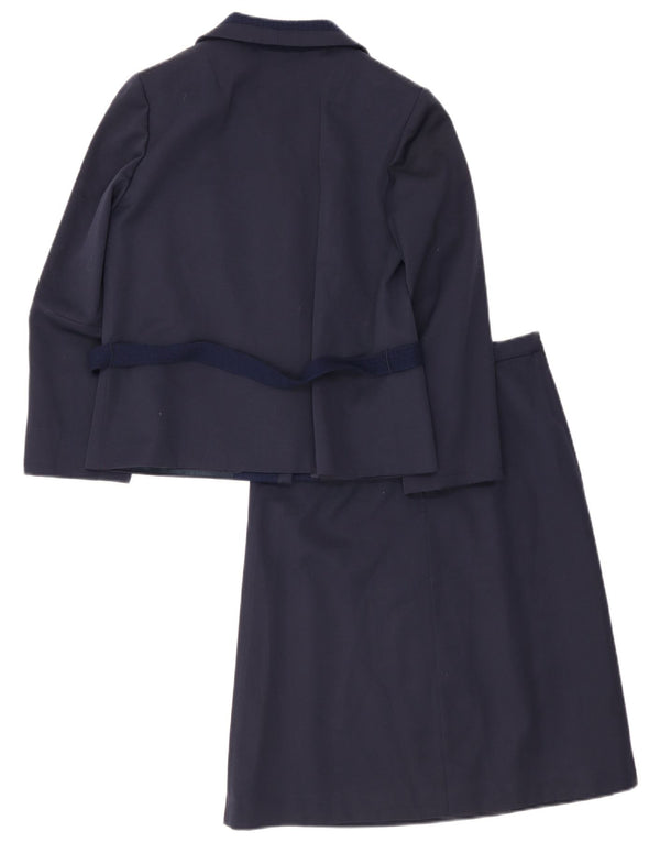 Vintage Kvinders 2-knap nederdel Sæt UK 12 Medium W26 Navy Blue