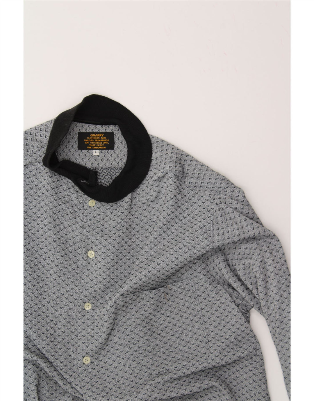 QUARRY Mens Shirt Large Grey Argyle/Diamond Viscose Vintage Quarry and Second-Hand Quarry from Messina Hembry 