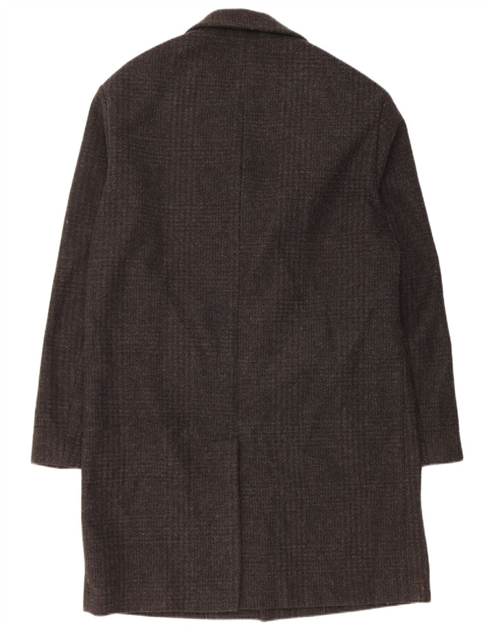 Zara Hombre Abrigo UK 40 Grande Poliéster Negro
