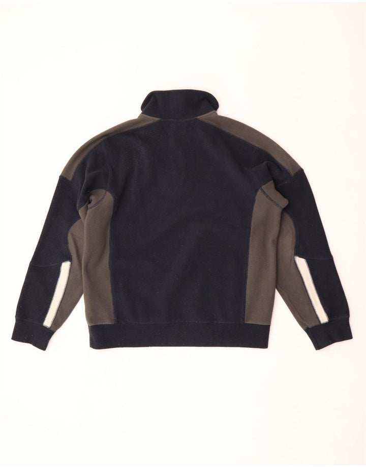 Diadora Mens Zip Neck Fleece Jumper Medium Navy Blue Colourblock Polyester