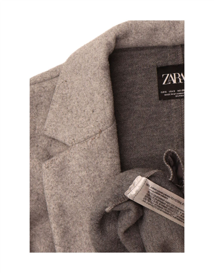 Zara Mujer Abrigo Abierto UK 10 Pequeño Poliéster Gris