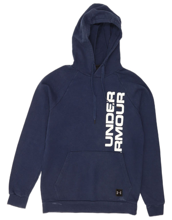 Under Armour Mens Graphic Hoodie Jumper Small Navy Blue Cotton