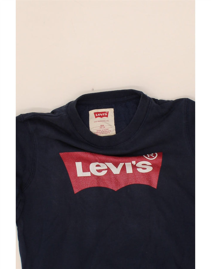 LEVI'S Boys Graphic Sweatshirt Jumper 9-10 Years  Navy Blue Cotton Vintage Levi's and Second-Hand Levi's from Messina Hembry 