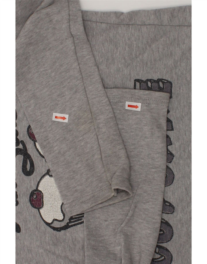 BENETTON Girls Graphic Sweatshirt Jumper 10-11 Years XL  Grey Cotton | Vintage Benetton | Thrift | Second-Hand Benetton | Used Clothing | Messina Hembry 