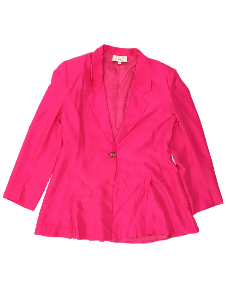 Yorn Womens 1 Button Blazer Jacket EU 40 Medium Pink Silk