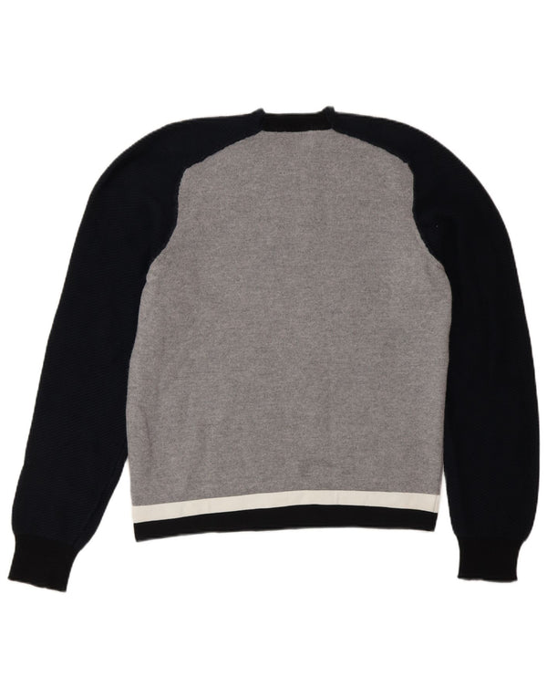 Iceberg Womens Crew Neck Jumper Sweater UK 12 Medium Grey Colourblock Wool