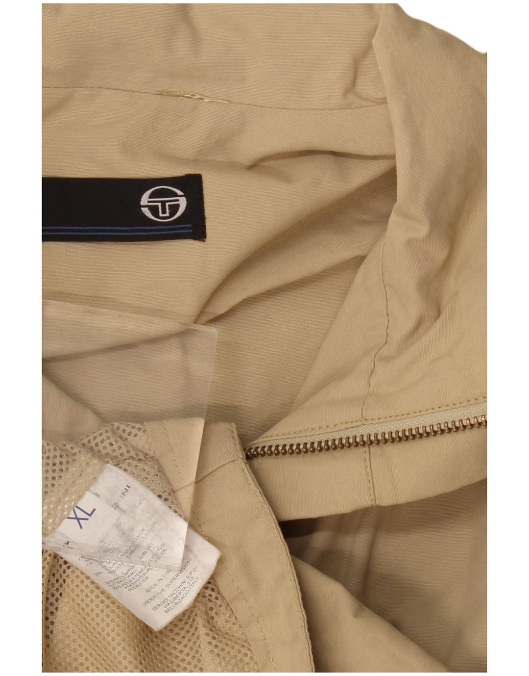 Sergio Tacchini Mens Bomber Jacket UK 42 XL Beige Cotton