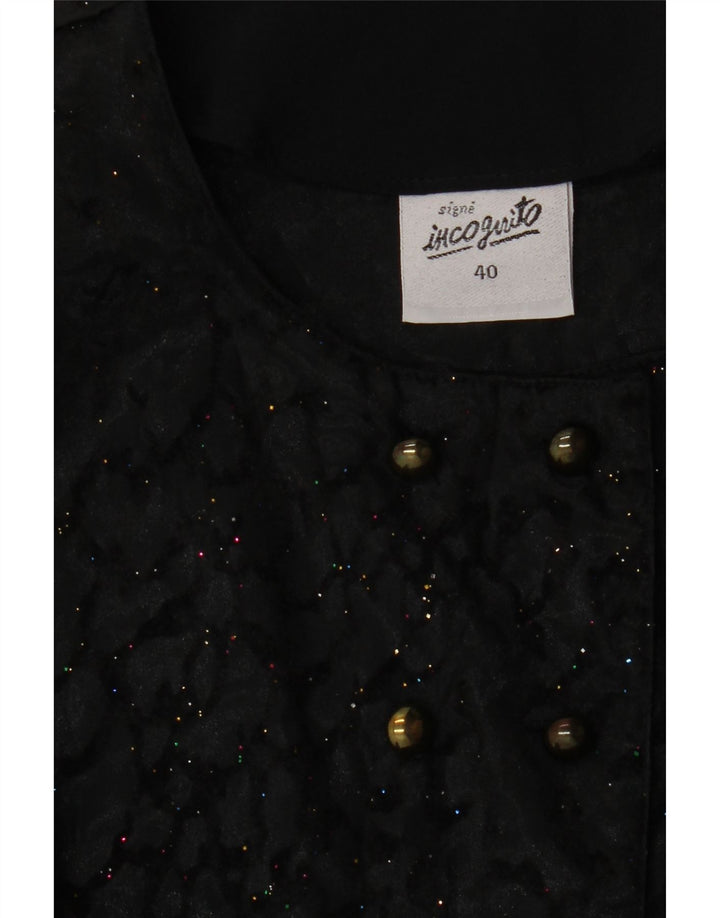 INCOGNITO Womens Shirt Blouse EU 40 Medium Black Animal Print Vintage Incognito and Second-Hand Incognito from Messina Hembry 