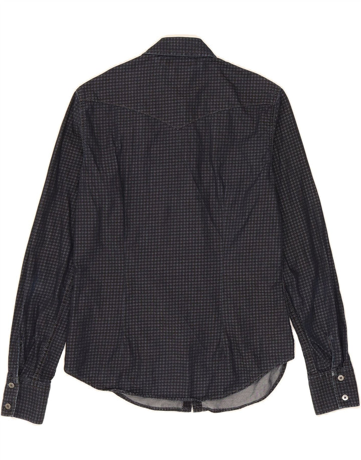 TOMMY HILFIGER Womens Shirt US 6 Medium Navy Blue Houndstooth Cotton Vintage Tommy Hilfiger and Second-Hand Tommy Hilfiger from Messina Hembry 