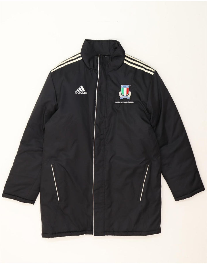 ADIDAS Mens Italia Windbreaker Coat UK 38/40 Medium Black Polyester Vintage Adidas and Second-Hand Adidas from Messina Hembry 