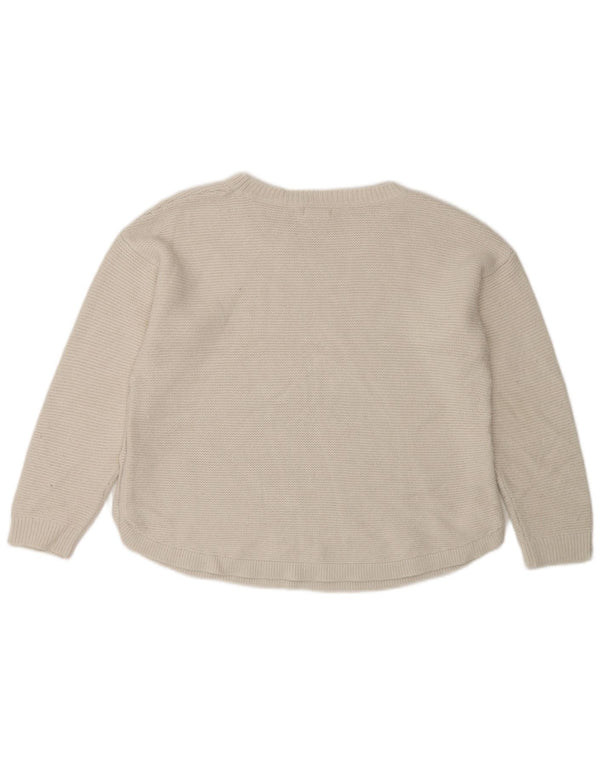 Fat Face Damen-Pullover mit U-Boot-Ausschnitt, UK 12, Mittelweiß, Acryl