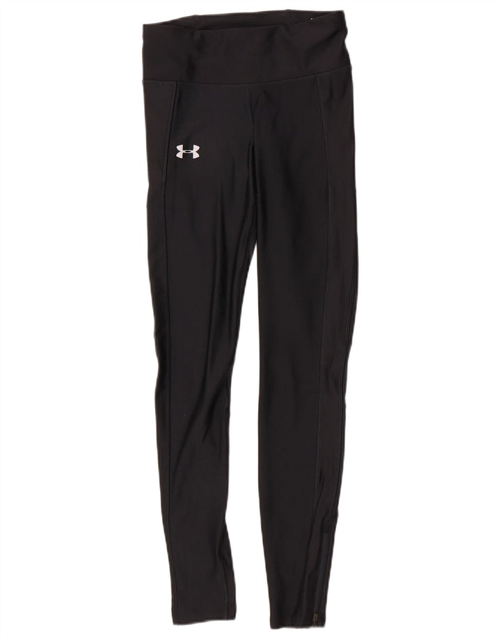 Under Armour Dame Compression Leggings UK 10 Small Black Polyester Sports