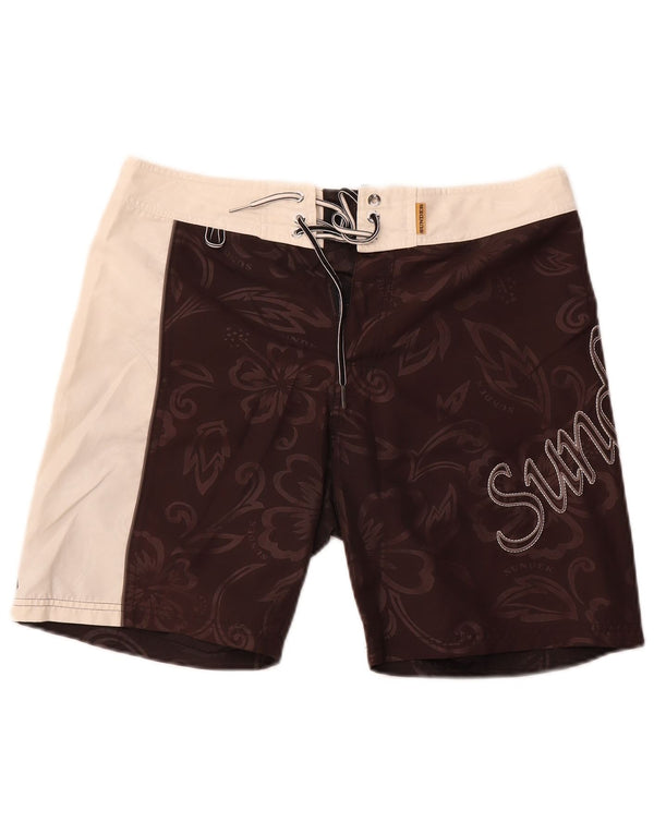 Sundek Mens Graphic Swimming Shorts Medium Brown Floral Polyester