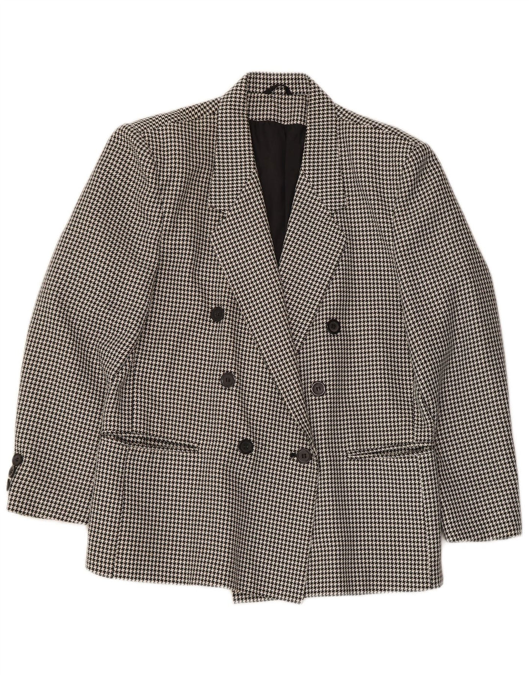 Giacca blazer doppiopetto da donna CLASSIC UK 14 grande pied de poule nero