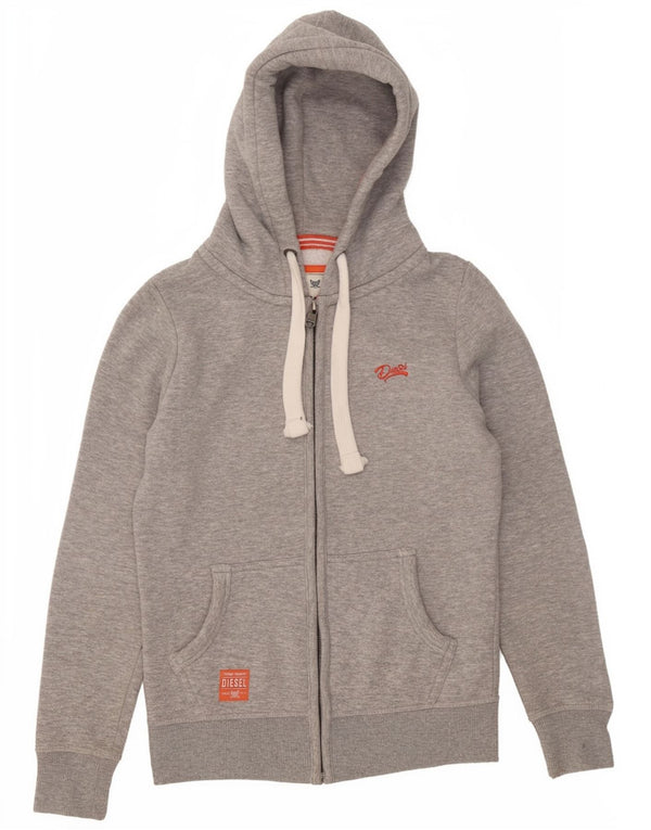 Diesel Womens Zip Hoodie Pullover UK 4 XS Grau Polyester