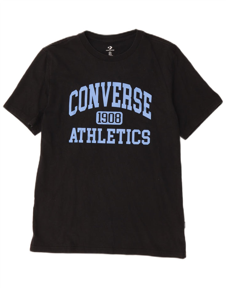 T-shirt grafica da uomo Converse Top piccola in cotone nero