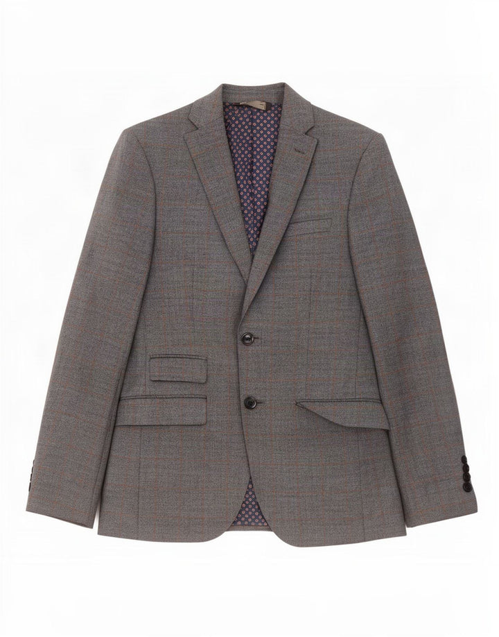 Giacca blazer da uomo slim fit a 2 bottoni Marks & Spencer UK 36 piccolo quadretto blu