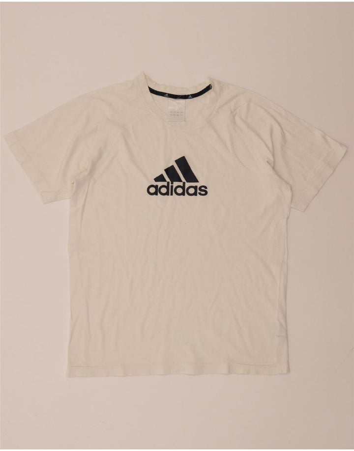 ADIDAS Mens Graphic T-Shirt Top Medium White Cotton Vintage Adidas and Second-Hand Adidas from Messina Hembry 
