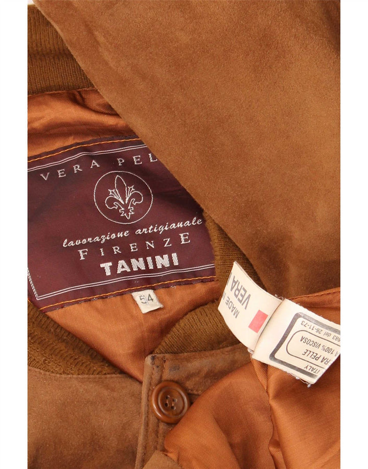 Giubbotto bomber vintage in pelle scamosciata da uomo IT 54 2XL in pelle marrone