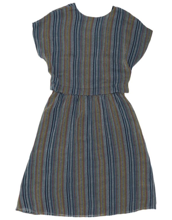 Ichi Womens A-Line Dress UK 14 Medium Blue Striped Polyester