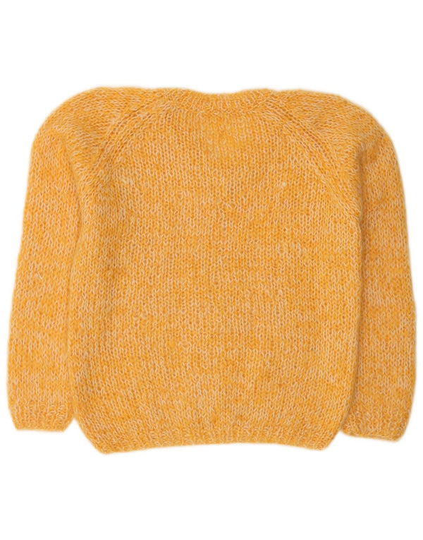 Maglione maglione vintage da donna con scollo a V UK 14 giallo medio