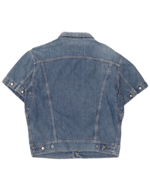Lemon Herren Kurzarm-Jeanshemd Mittelblau