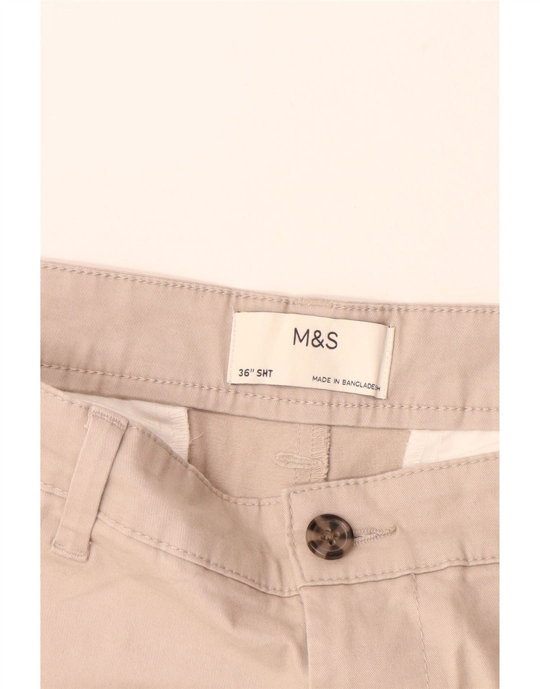 MARKS & SPENCER Mens Chino Shorts W36 Large Beige Cotton