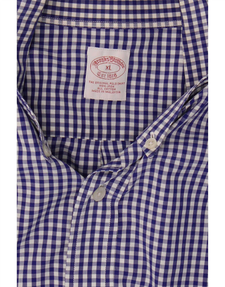 Brooks Brothers Mens Shirt XL Blue Gingham Cotton