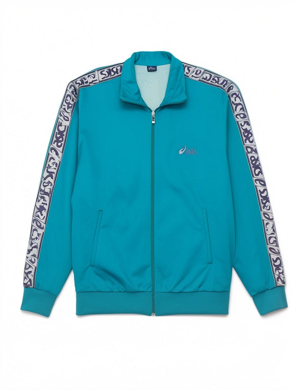 Asics Mens Graphic Tracksuit Top Jacket Large Blue Polyamide Sports