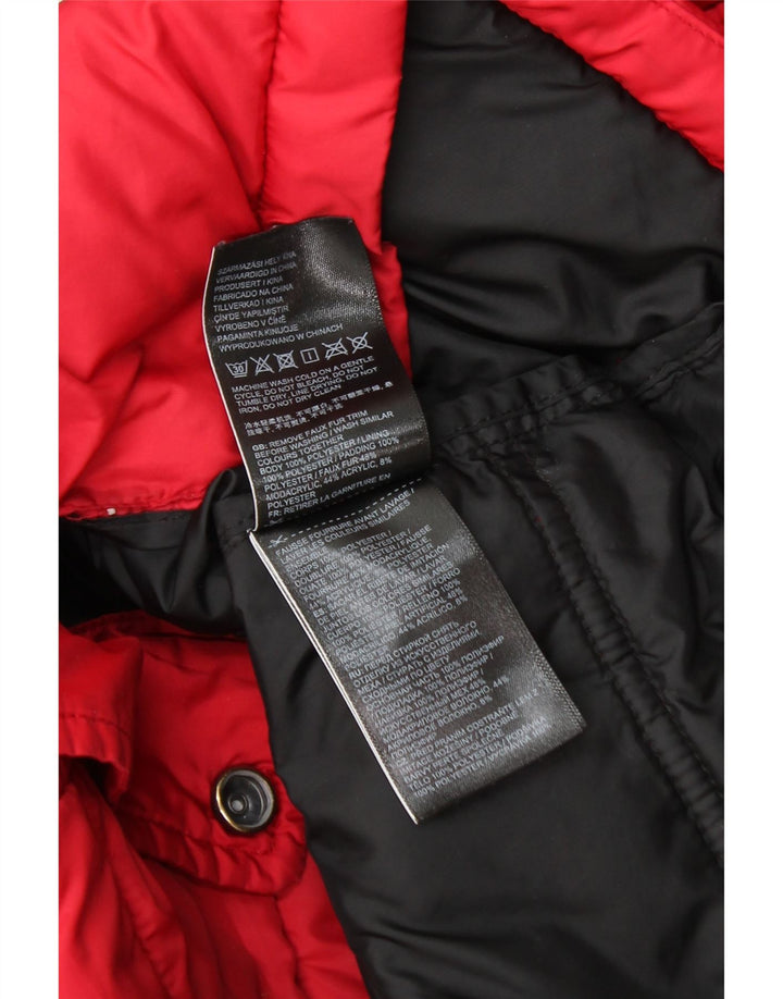 SUPERDRY Womens Hooded Padded Coat EU 36 Small Red Polyester Vintage Superdry and Second-Hand Superdry from Messina Hembry 