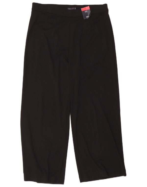 Marks & Spencer Womens Wide Leg Casual Trousers UK 18 XL W38 L28 Black