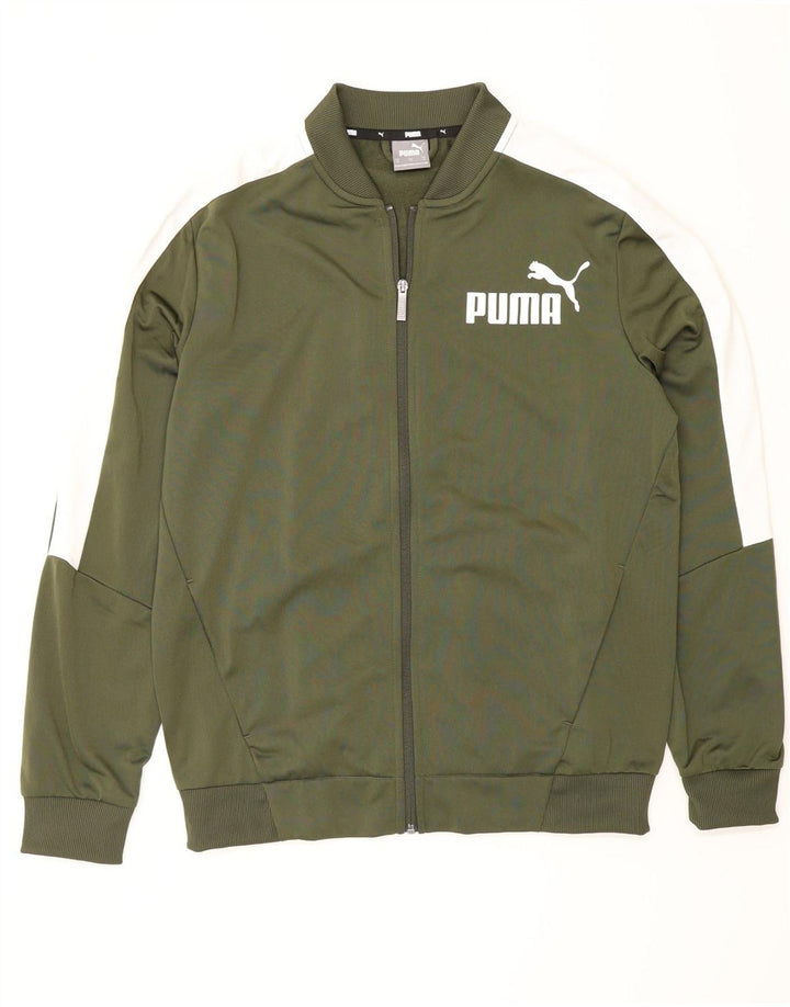 Puma Mens Graphic Tracksuit Top Jacket Medium Green Colourblock Polyester