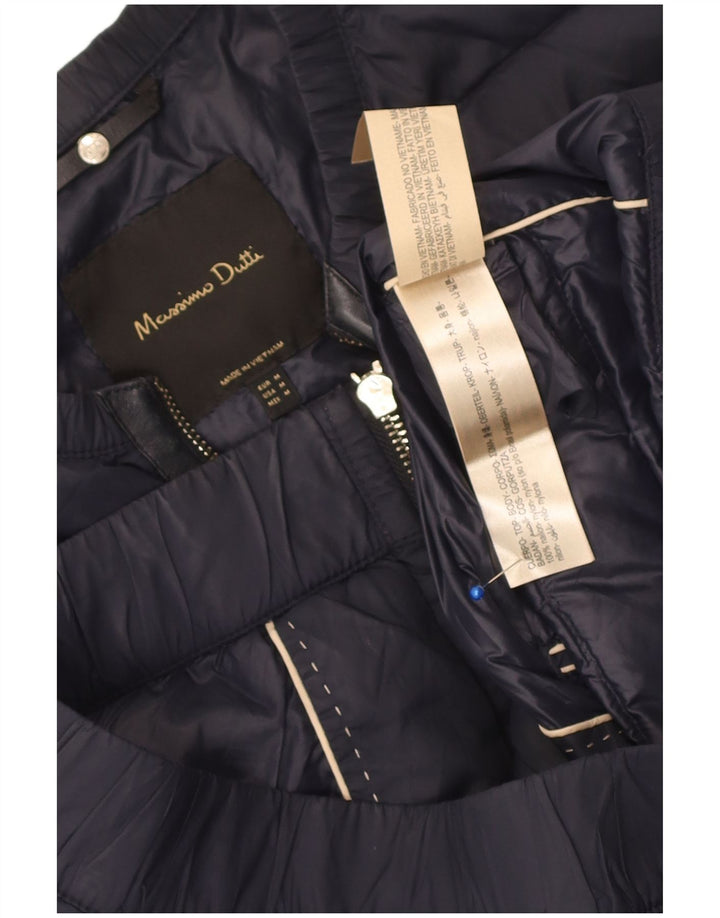 Massimo Dutti Womens Padded Jacket UK 14 Medium Navy Blue Nylon