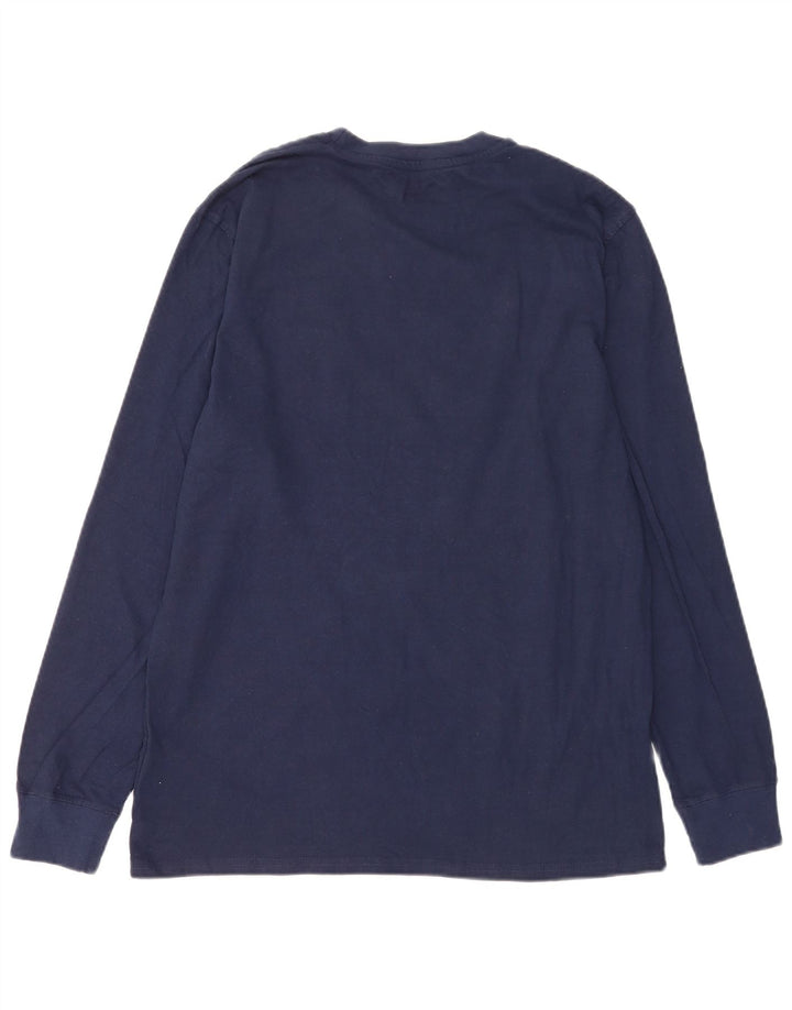 Champion Mens Top Long Sleeve Large Navy Blue Cotton