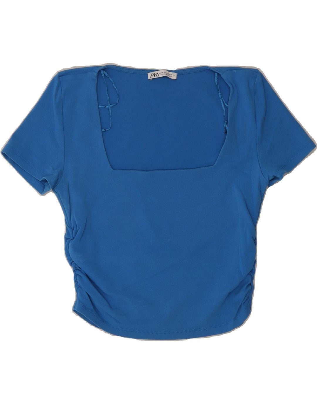 ZARA Womens Crop Blouse Top UK 12 Medium Blue Cotton Vintage Zara and Second-Hand Zara from Messina Hembry 