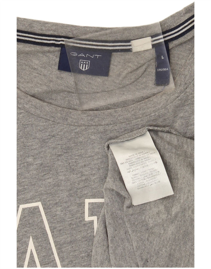 Gant Mens Graphic T-Shirt Top Large Grey Cotton