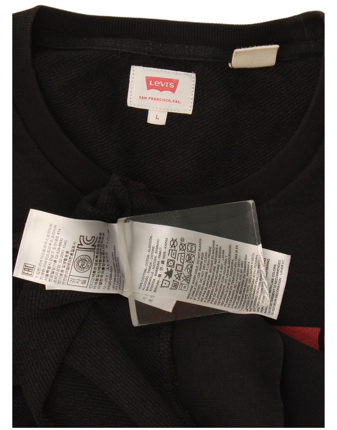 Levi's Felpa con grafica da uomo Maglione grande in cotone nero